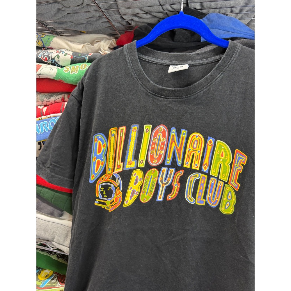 Billionaire Boys Club Mens XL Black Graphic T-Shirt Multi Color Logo Astronaut